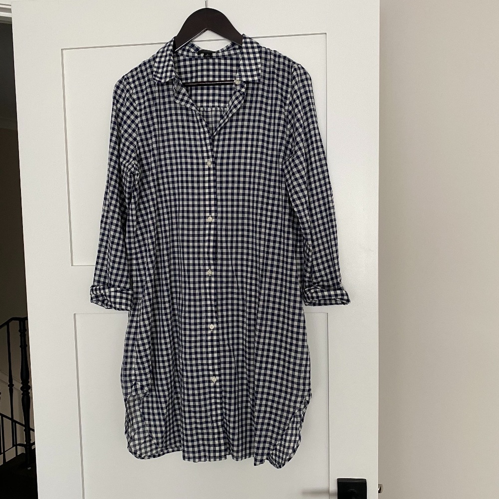 NWOT J.Crew Gingham Button-down Swim Cover Up